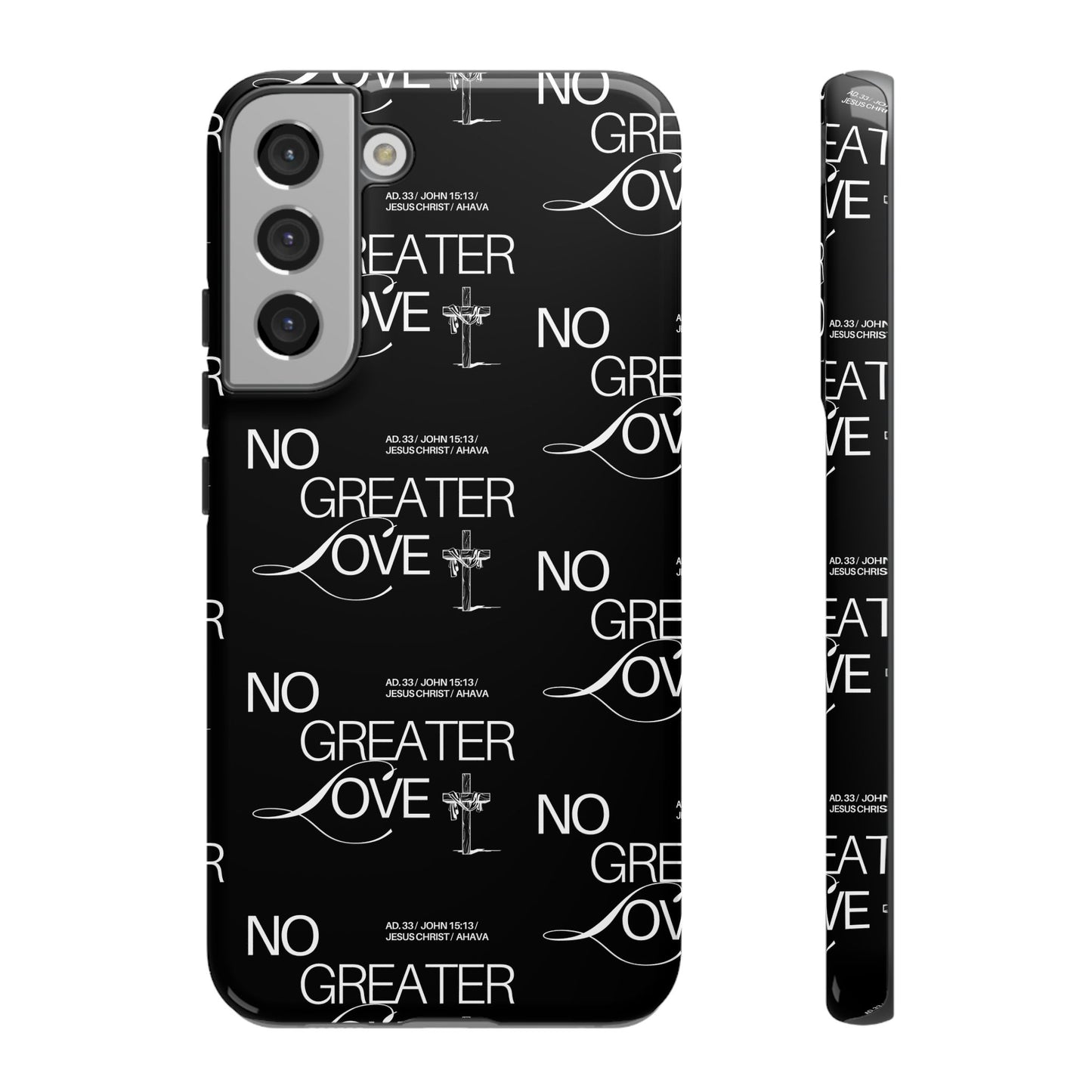 No Greater Love Phone Case Black | John 15:13 Bible Verse Case | Sleek Christian Gift for Men | Tough Minimalist Scripture Cover