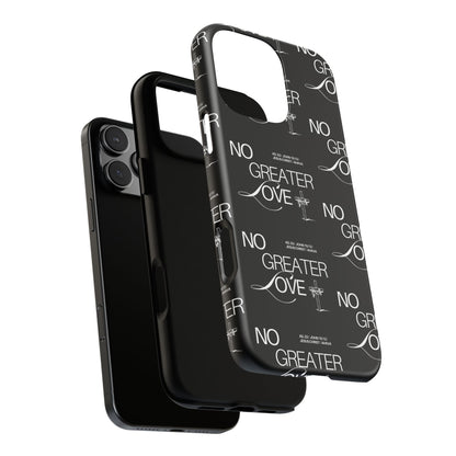 No Greater Love Phone Case Black | John 15:13 Bible Verse Case | Sleek Christian Gift for Men | Tough Minimalist Scripture Cover