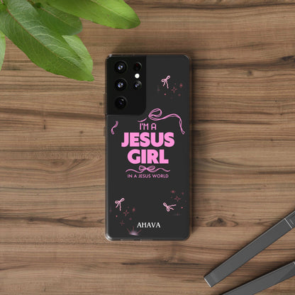 Jesus Girl Pink Phone Case | Preppy Christian Cute Faith Based Gift | Soft Pink Aesthetic Clear Tough Case