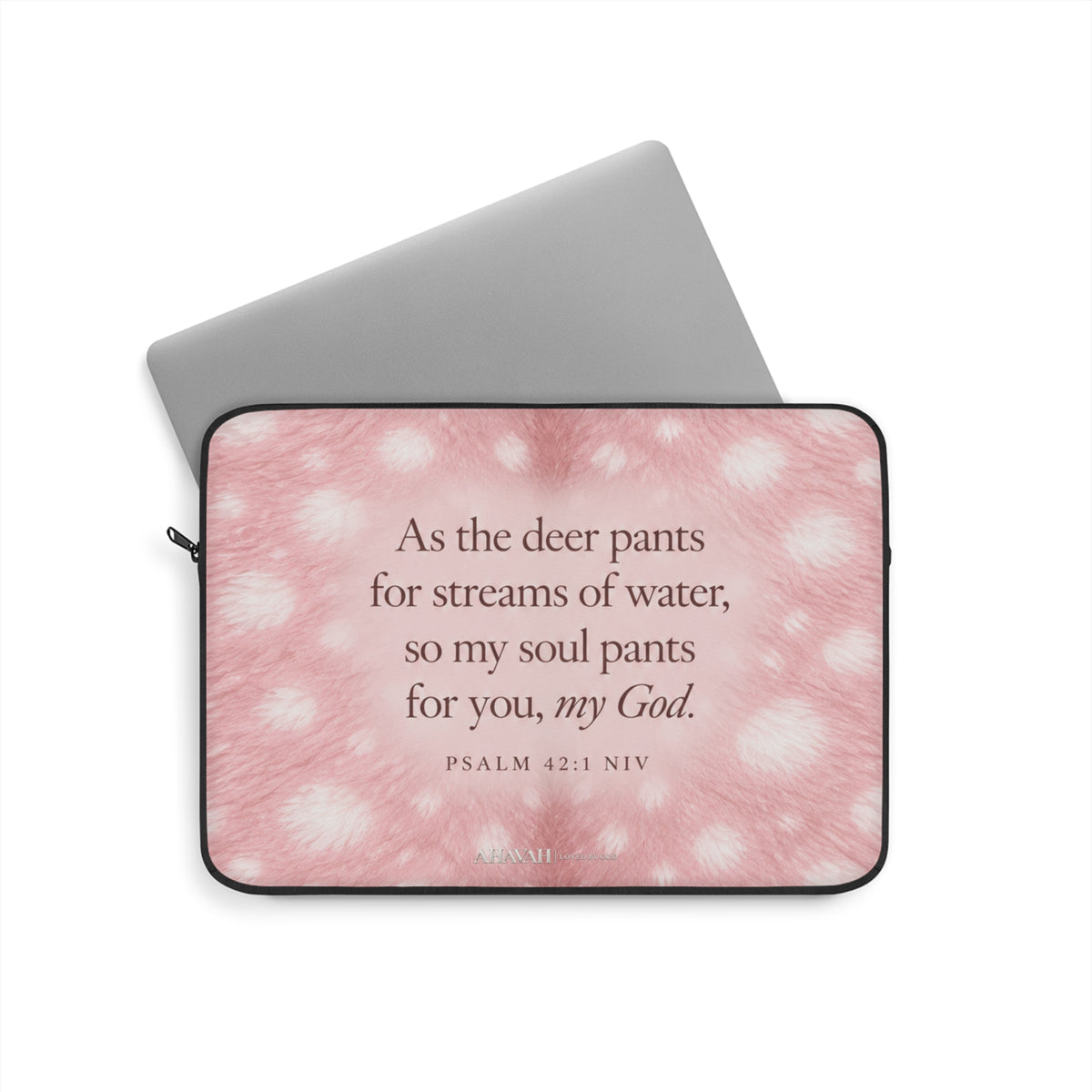 Psalm 42:1 Blush Pink Fawn Laptop Sleeve | As the Deer Pants