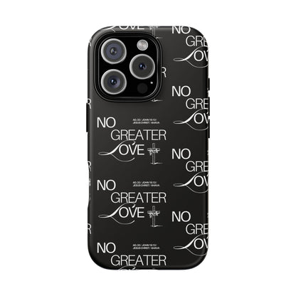 No Greater Love Phone Case Black | John 15:13 Bible Verse Case | Sleek Christian Gift for Men | Tough Minimalist Scripture Cover
