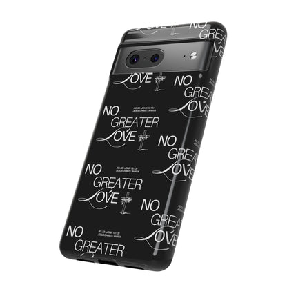 No Greater Love Phone Case Black | John 15:13 Bible Verse Case | Sleek Christian Gift for Men | Tough Minimalist Scripture Cover