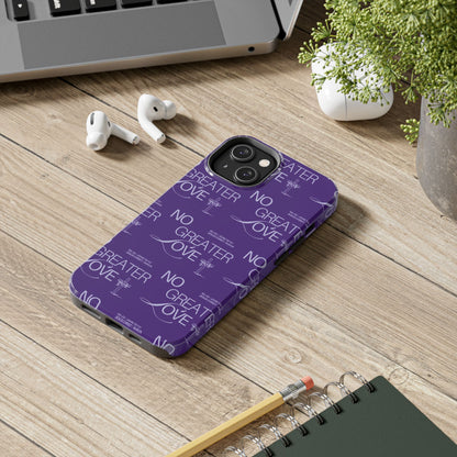 No Greater Love Phone Case Lavender | John 15:13 Bible Verse Cover  | Dreamy Christian Aesthetic Gift | Tough Floral Scripture Case