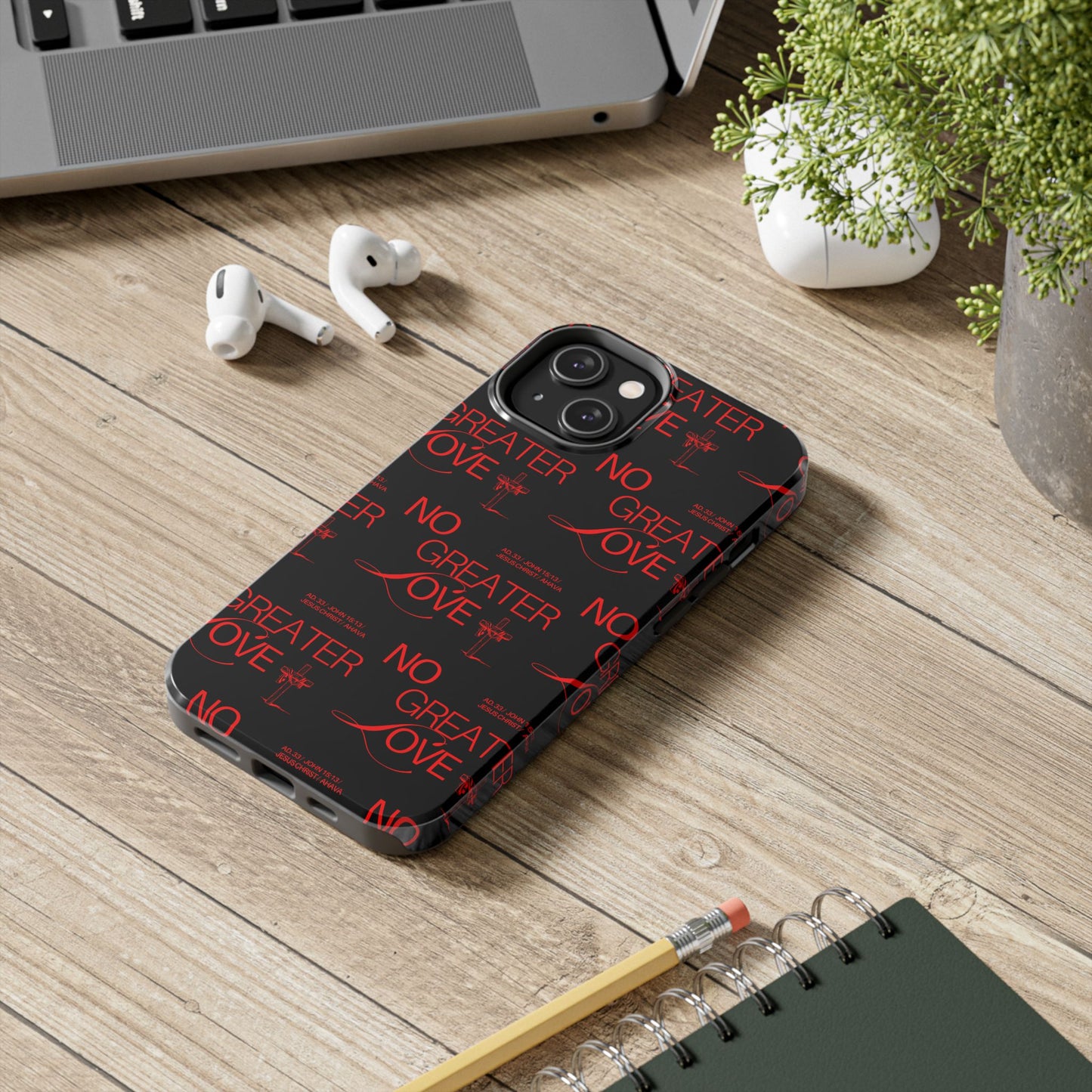 "No Greater Love" Red Phone Case