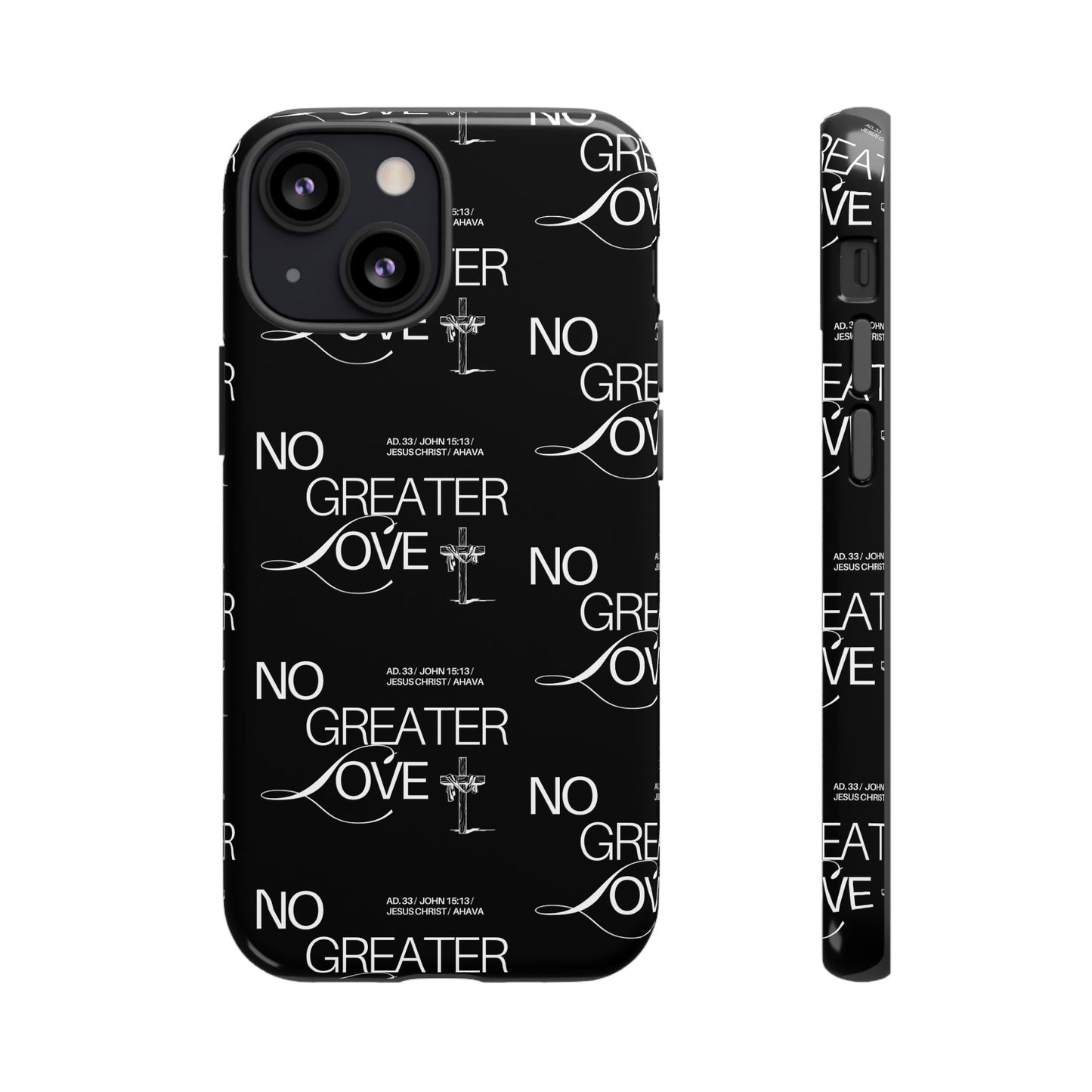 No Greater Love Phone Case Black | John 15:13 Bible Verse Case | Sleek Christian Gift for Men | Tough Minimalist Scripture Cover