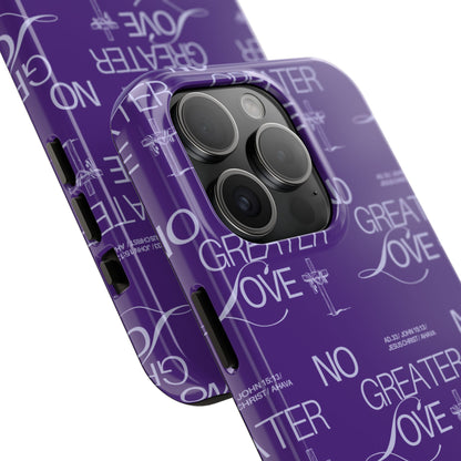 No Greater Love Phone Case Lavender | John 15:13 Bible Verse Cover  | Dreamy Christian Aesthetic Gift | Tough Floral Scripture Case