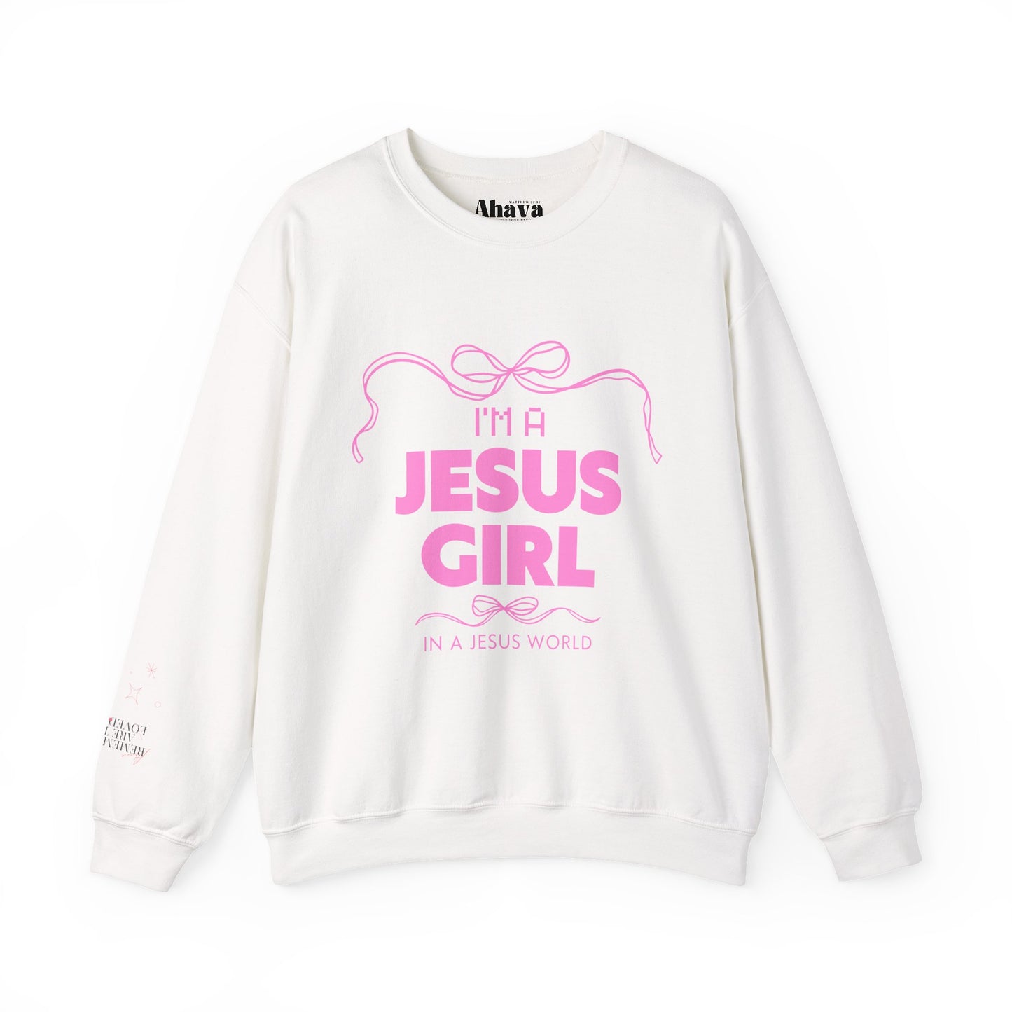 Jesus girl in a Jesus World Sweatshirt