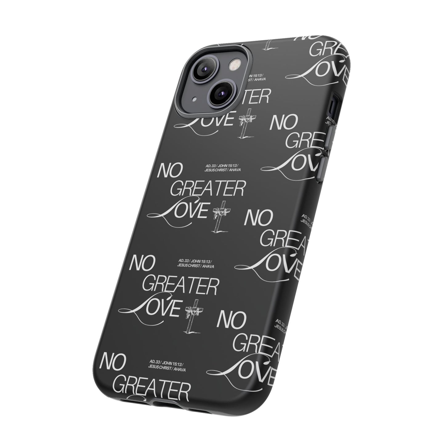 No Greater Love Phone Case Black | John 15:13 Bible Verse Case | Sleek Christian Gift for Men | Tough Minimalist Scripture Cover