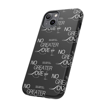 No Greater Love Phone Case Black | John 15:13 Bible Verse Case | Sleek Christian Gift for Men | Tough Minimalist Scripture Cover