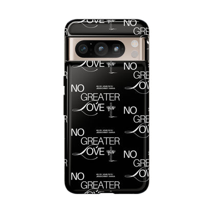 No Greater Love Phone Case Black | John 15:13 Bible Verse Case | Sleek Christian Gift for Men | Tough Minimalist Scripture Cover