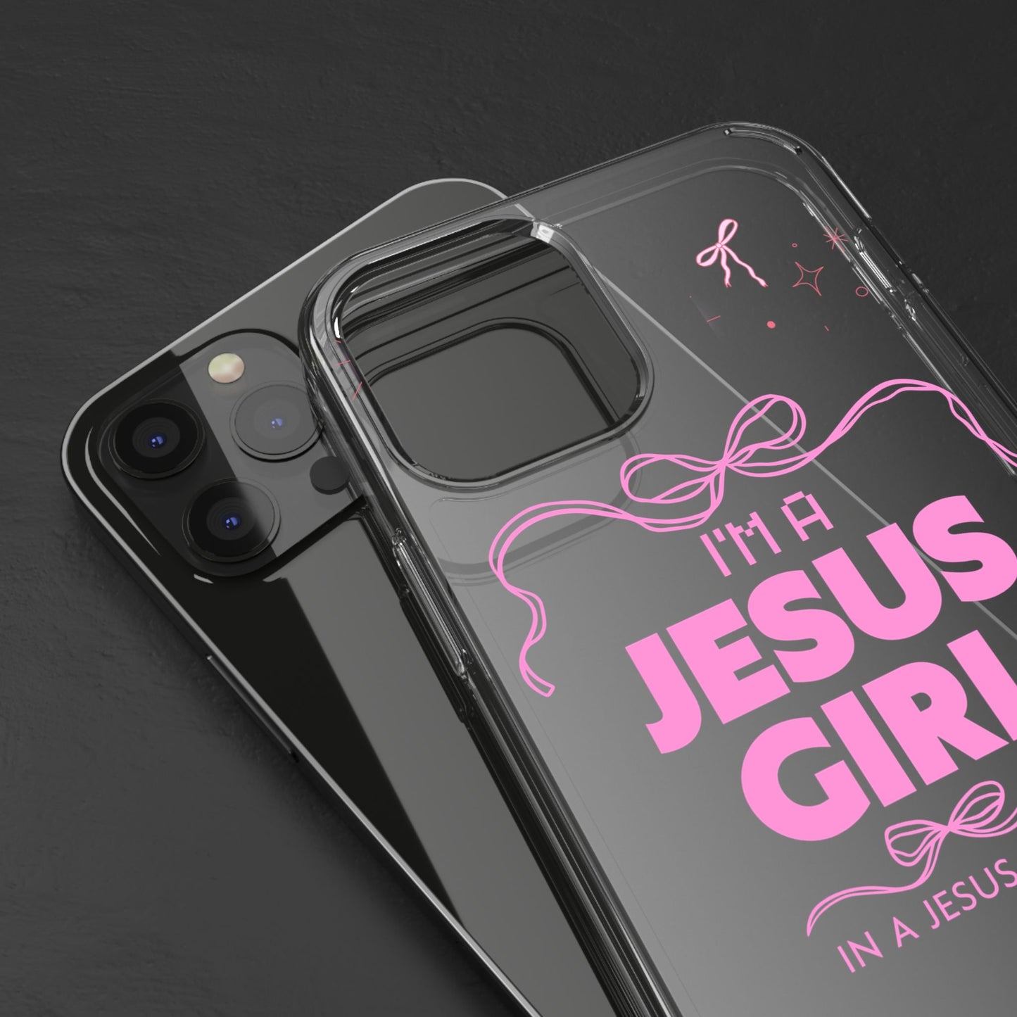 Jesus Girl Pink Phone Case | Preppy Christian Cute Faith Based Gift | Soft Pink Aesthetic Clear Tough Case