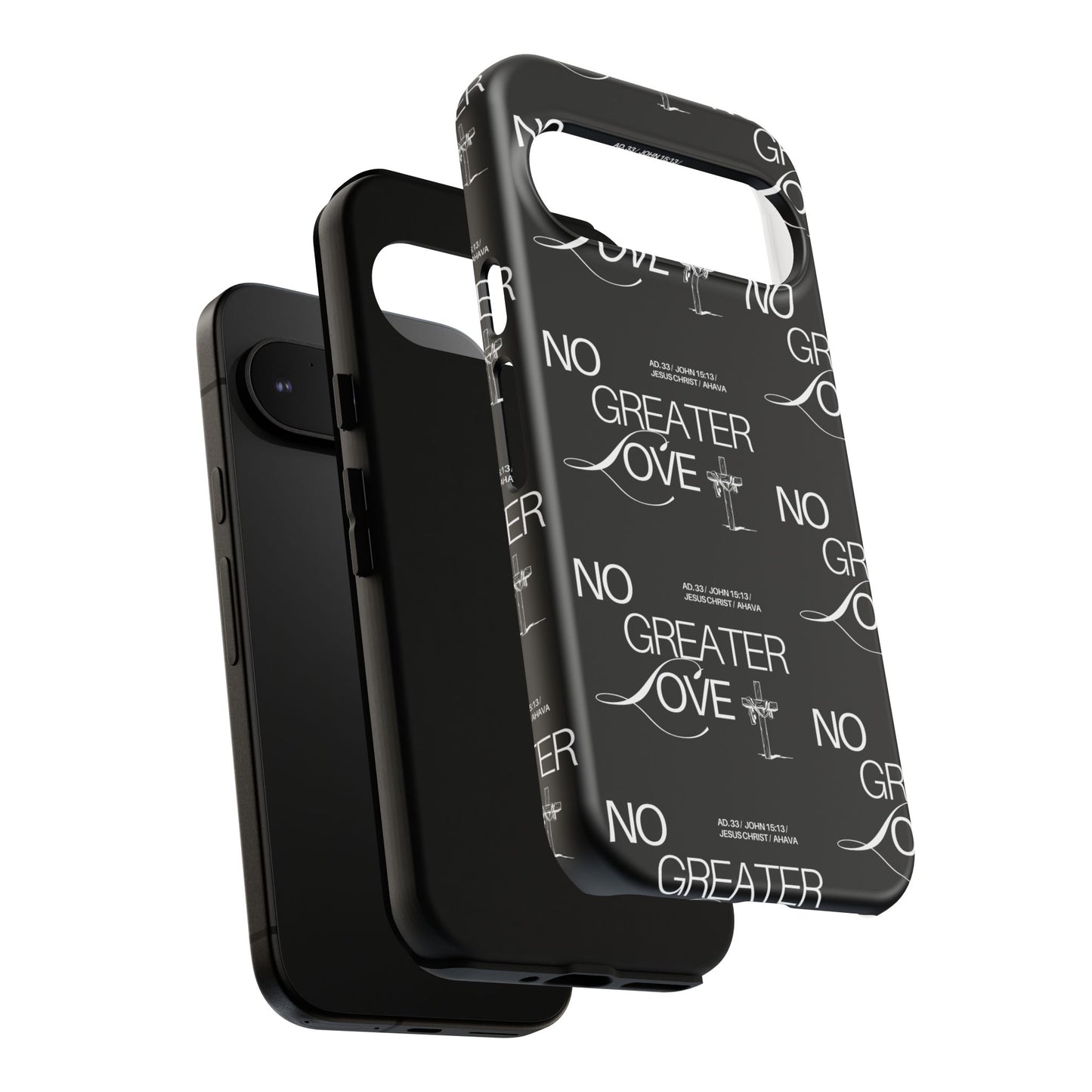 No Greater Love Phone Case Black | John 15:13 Bible Verse Case | Sleek Christian Gift for Men | Tough Minimalist Scripture Cover