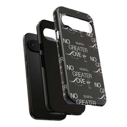 No Greater Love Phone Case Black | John 15:13 Bible Verse Case | Sleek Christian Gift for Men | Tough Minimalist Scripture Cover