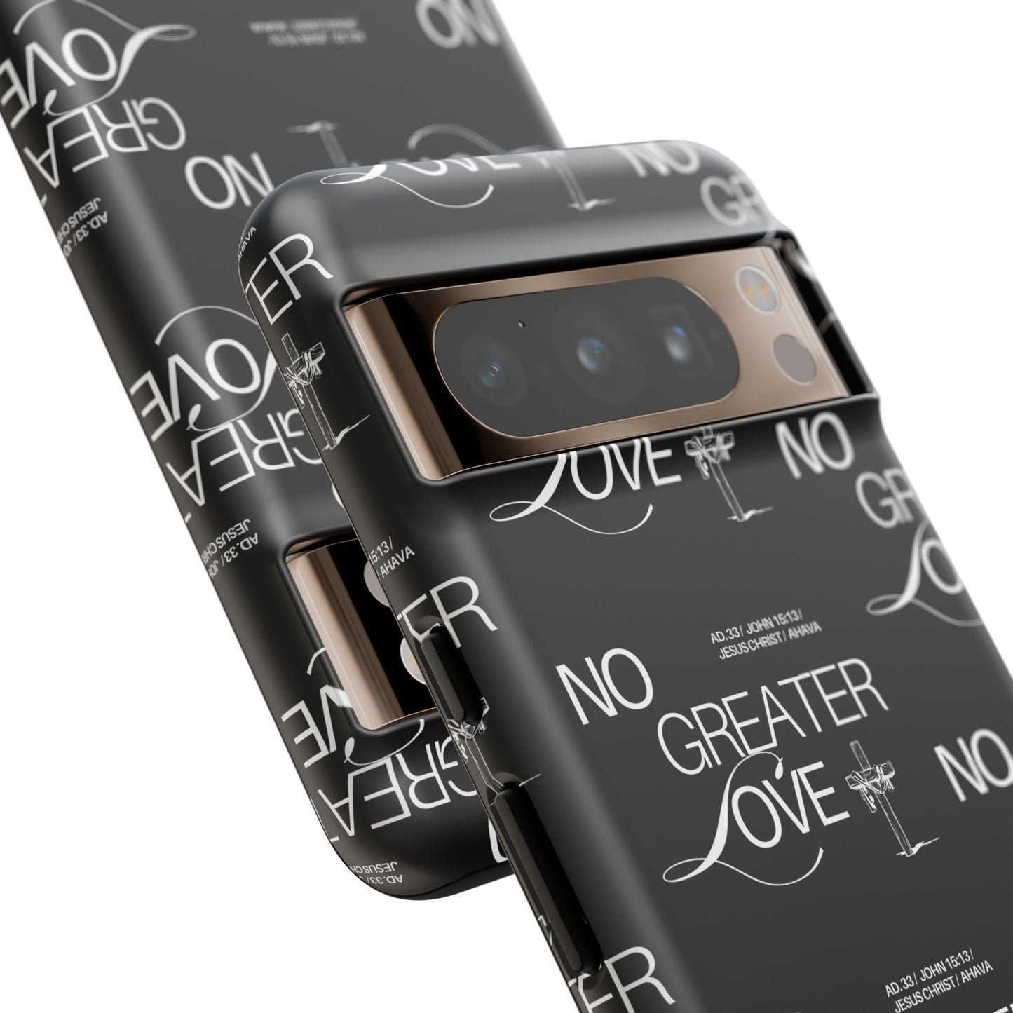 No Greater Love Phone Case Black | John 15:13 Bible Verse Case | Sleek Christian Gift for Men | Tough Minimalist Scripture Cover