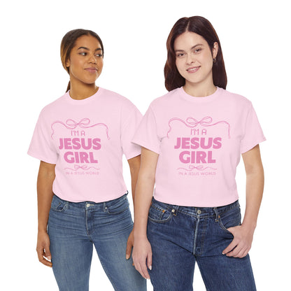 Jesus girl in a Jesus World Shirt