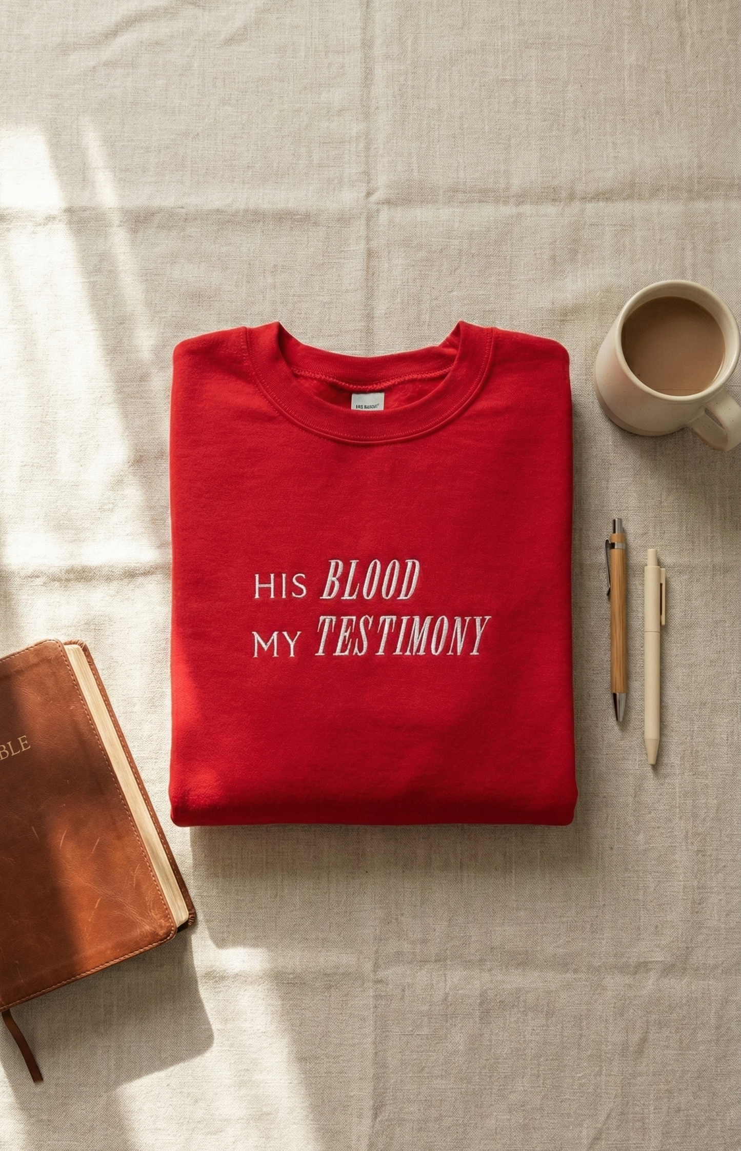 His Blood, My Testimony Sweatshirt | Embroidery