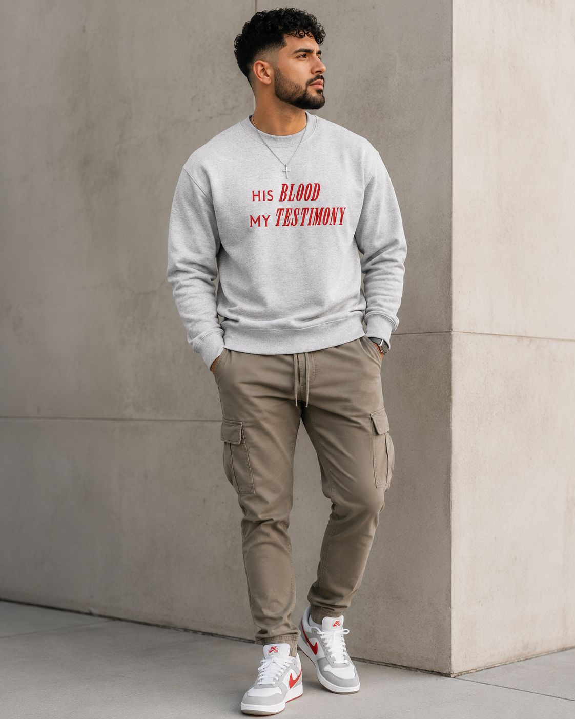 His Blood, My Testimony (Revelation 12:11) Embroidered Sweatshirt