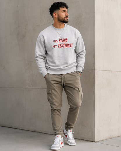 His Blood, My Testimony (Revelation 12:11) Embroidered Sweatshirt