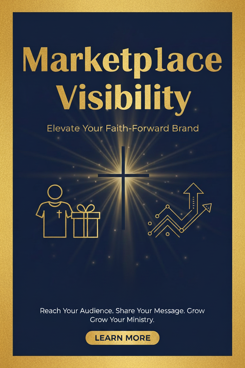 Promotional graphic for AD DEI Apparel & Gifts with text about marketplace visibility and brand elevation.