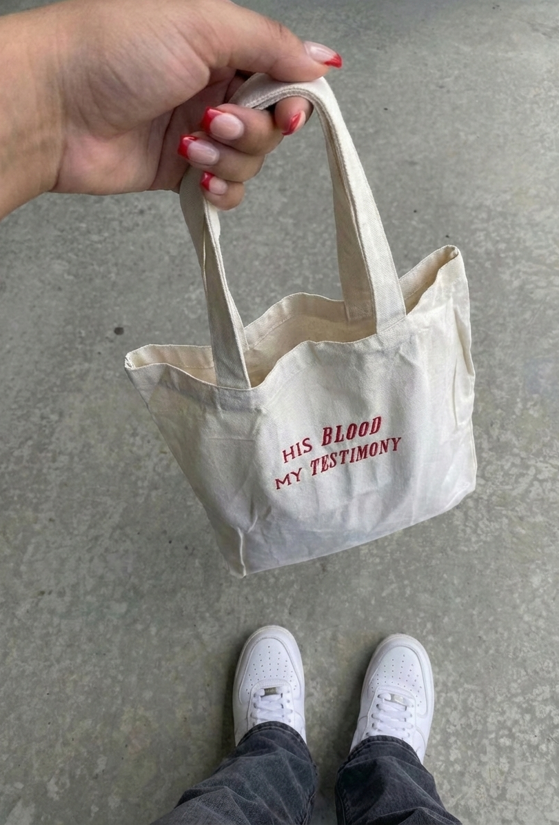 His Blood My Testimony Tote | Canvas