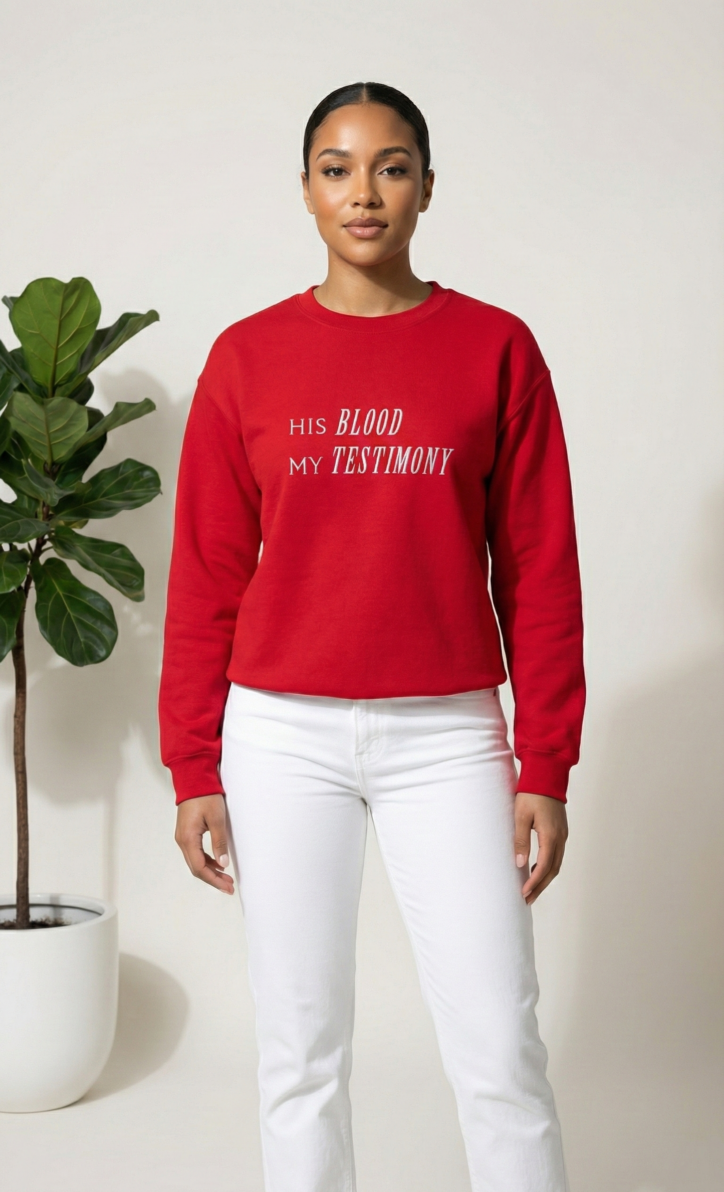 His Blood, My Testimony Sweatshirt | Embroidery