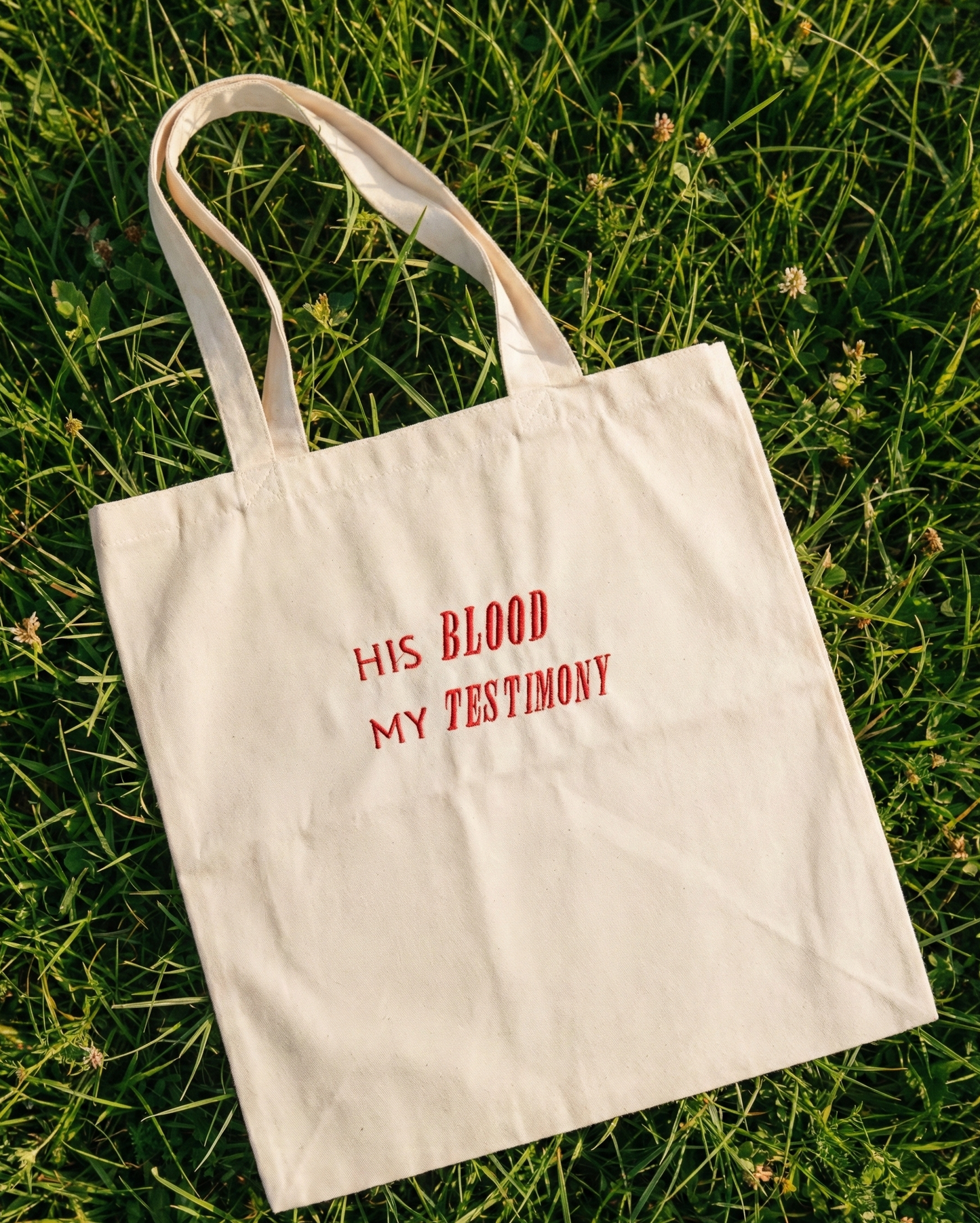 His Blood My Testimony Tote | Canvas