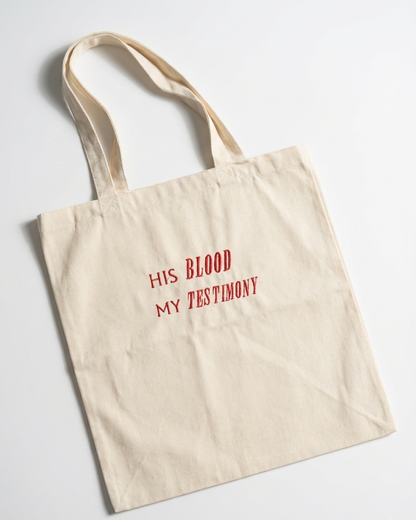 His Blood My Testimony Tote | Canvas