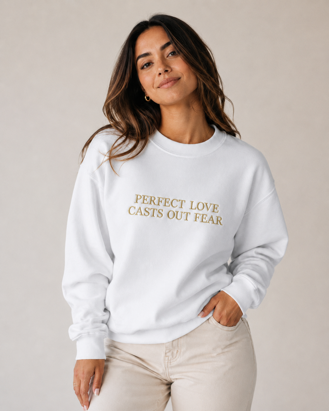 Perfect Love Casts Out Fear (1 John 4:18) | Embroidery